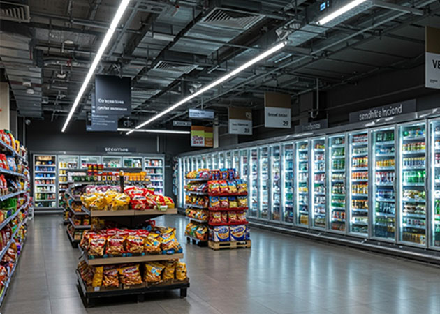 Muxue commercial freezer, stainless steel body with intelligent touch panel, multi-temperature storage system, equipped with RFID inventory management module and LED lighting, suitable for supermarkets and convenience stores and other scenes.