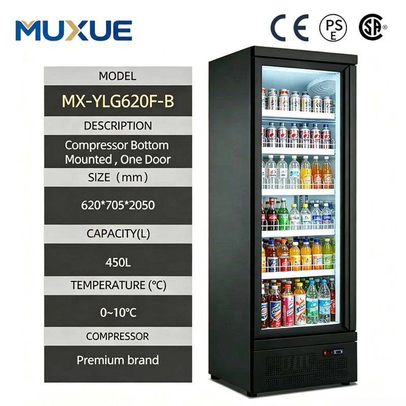 Commercial Upright Glass Door Display Fridge | Commercial Beverage Refrigerator | Muxue 2 Photobank 3
