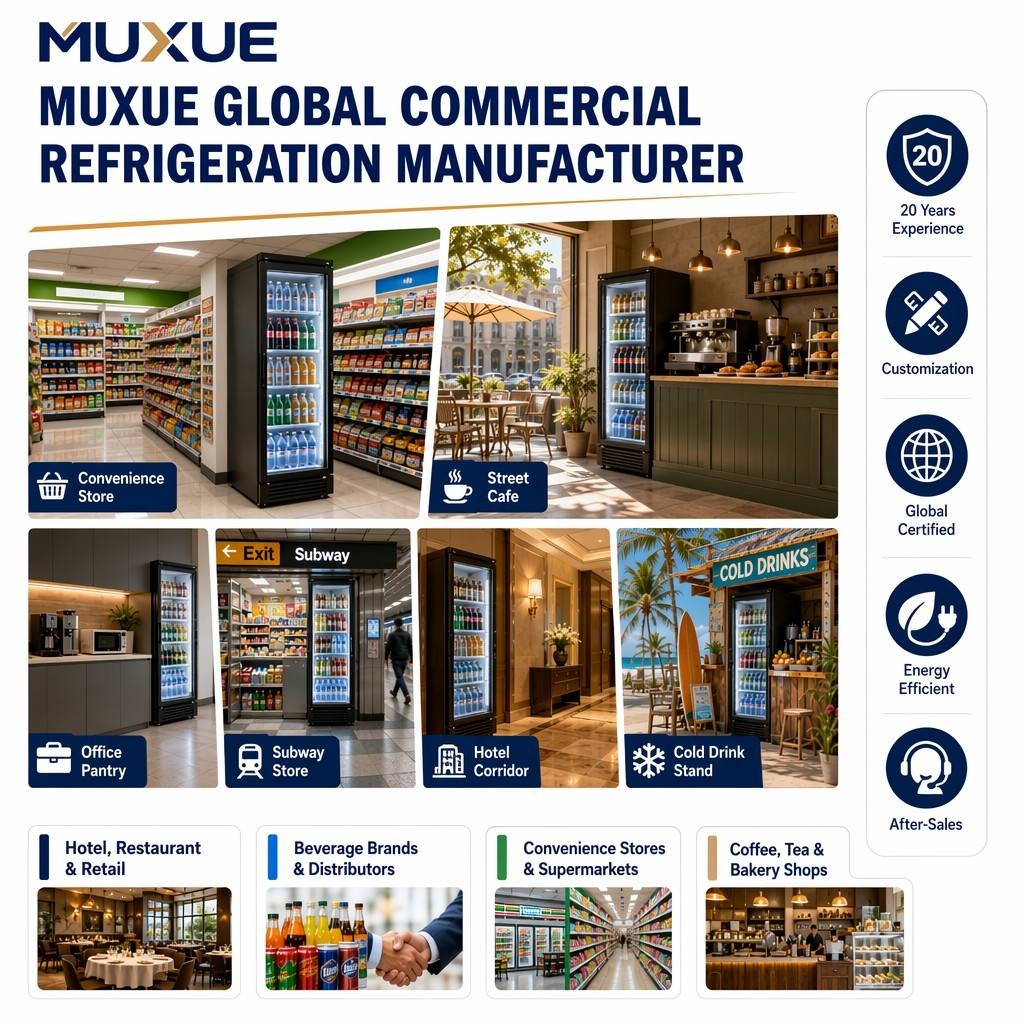 Commercial Upright Glass Door Display Fridge | Commercial Beverage Refrigerator | Muxue 4 Photobank 4