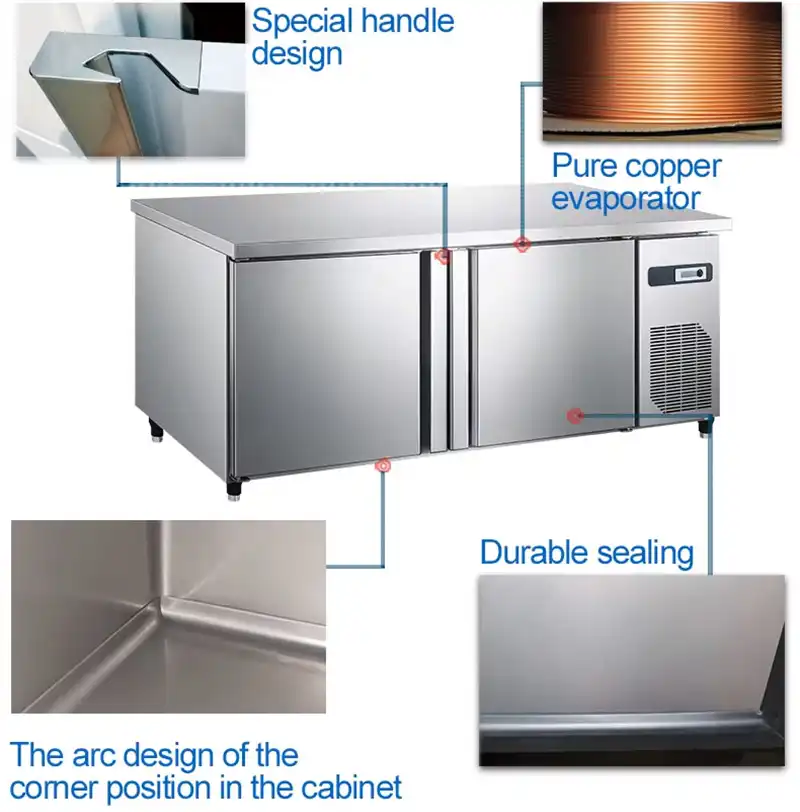 یخچال و فریزر تجاری آشپزخانه استیل ضد زنگ برای رستوران و غذای پیتزا فروشی آماده سازی, 2-درب, 400L ظرفیت 5 12