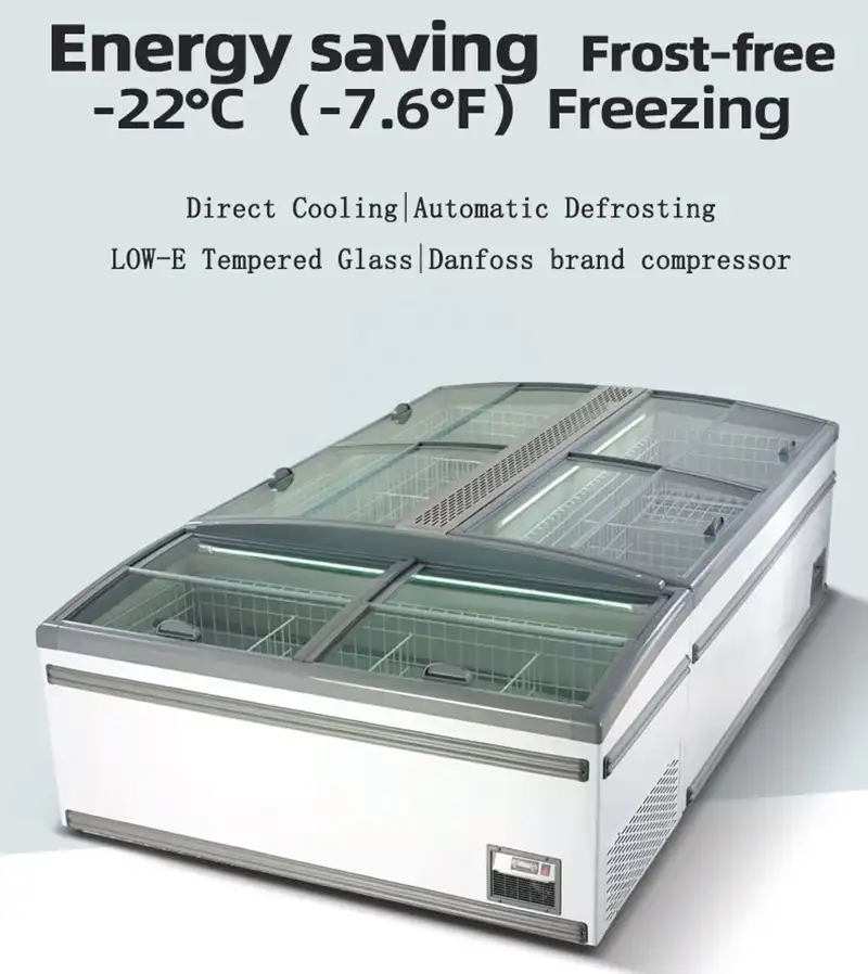 2500mm Commercial Island Display Freezer for Supermarkets, Heavy-Duty Storage Cooling Islands for Frozen Foods 5 2500mm Commercial Island Display Freezer for Supermarkets, Heavy-Duty Storage Cooling Islands for Frozen Foods - Image 5