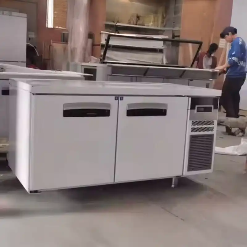 یخچال و فریزر تجاری آشپزخانه استیل ضد زنگ برای رستوران و غذای پیتزا فروشی آماده سازی, 2-درب, 400L ظرفیت 2 Refrigerated Workbench