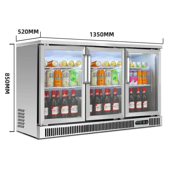 コマーシャル 3 Glassdoor Undercounter冷蔵庫と冷凍庫