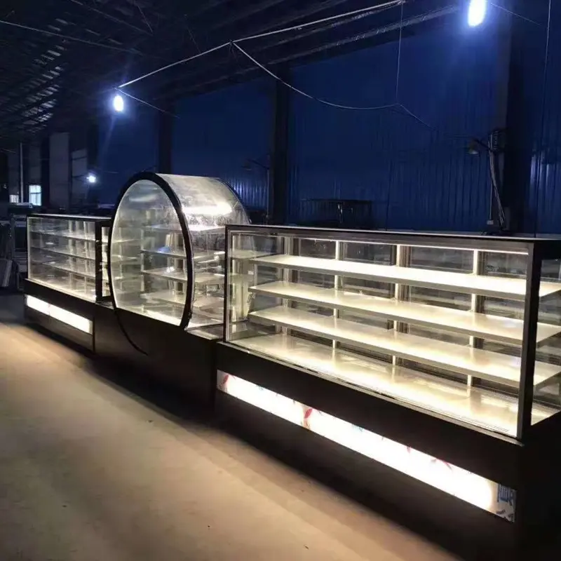 Marble Cake Display Fridge, Round Shape Glass Refrigerator - Stunning 360° Showcase, Energy-Efficient Cooling for Bakeries & Cafes 1 Marble Cake Display Fridge