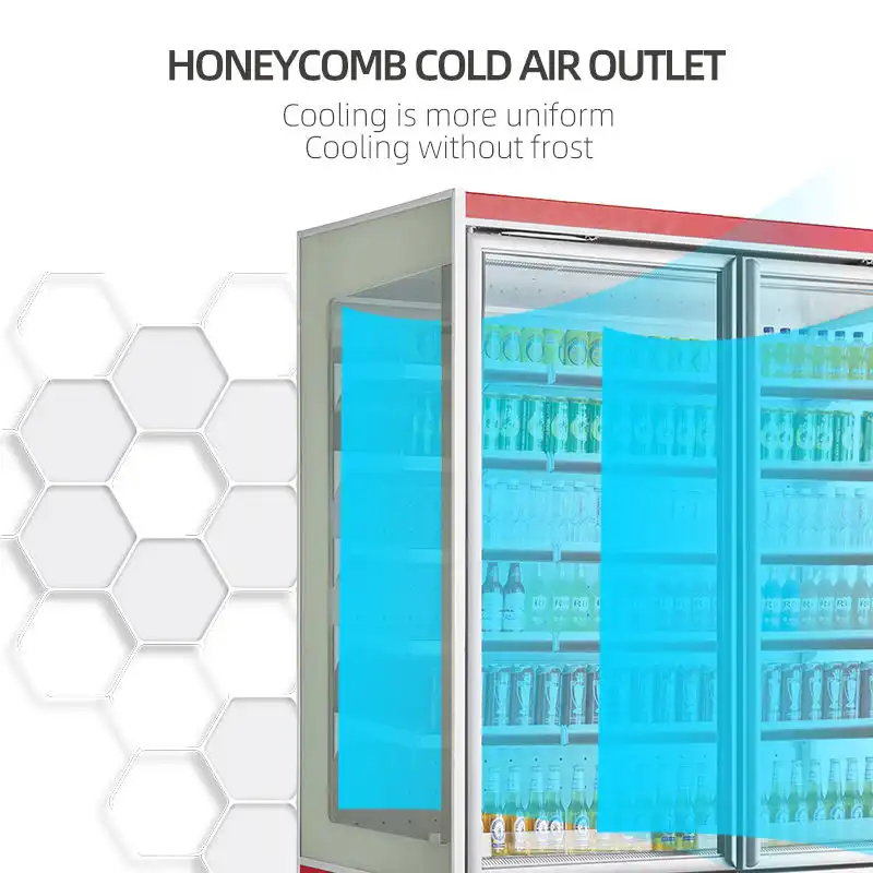 Glass Door Cooler Room, Upright Open Chiller, Commercial Refrigerated Display Case with LED Lighting, Energy-Saving Design 5 Upright Open Chiller