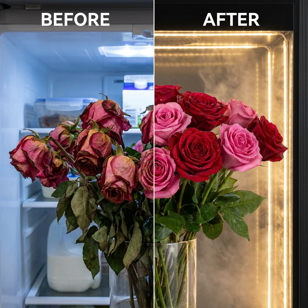 How to Double Your Flower Lifespan: The Professional Florist's Guide 1 MuXue professional fridge for better flower lifespan