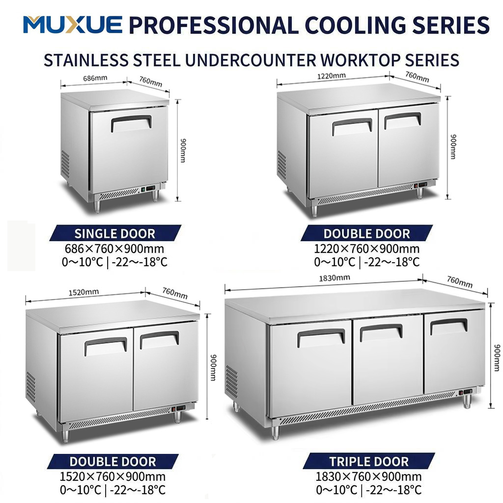 Commercial Under-Counter Workbench Refrigerator & Freezer