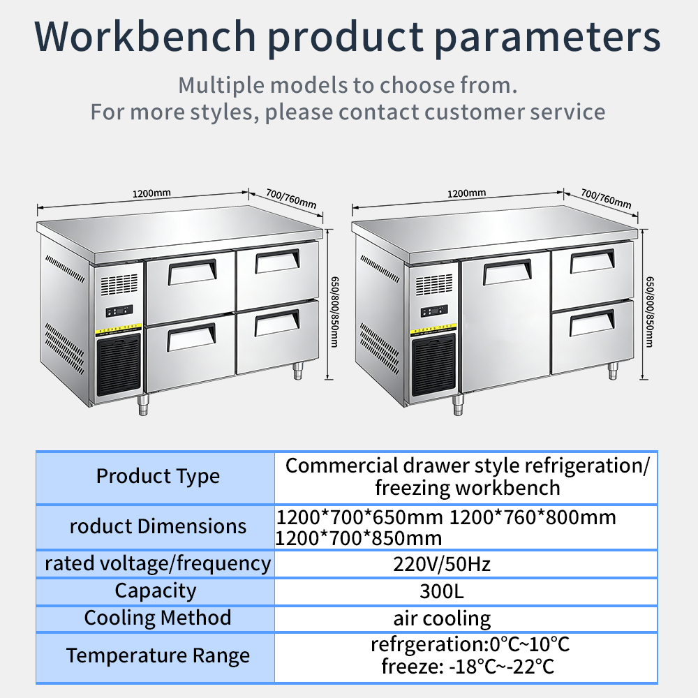 MUXUE Heavy-Duty Commercial Stainless Steel Workbench Chiller | 1.2m & 1.5m SUS201/304 Under-Counter Drawer Refrigerator 6 MX-D1200 Specs
